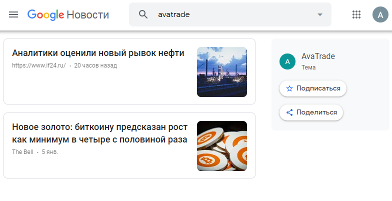 google novosti AvaTrade