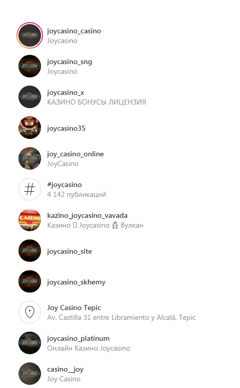 JoyCasino Instagram
