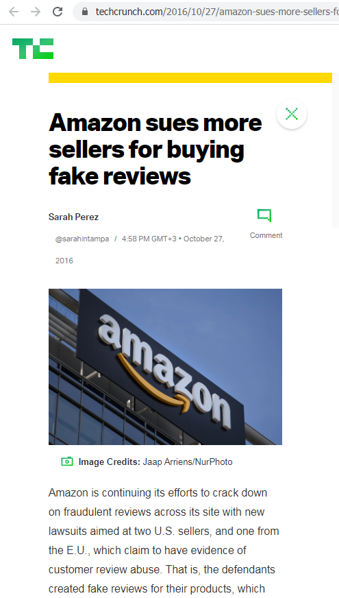 fake review Amazon