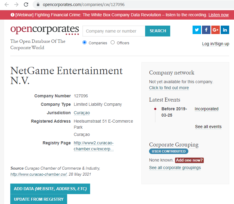 Netgame Casino Netgame Entertainment NV.