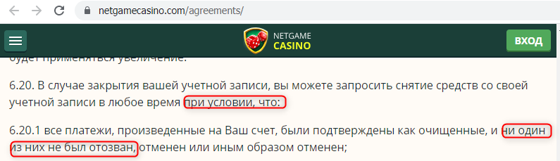 Netgame Casino dogovor