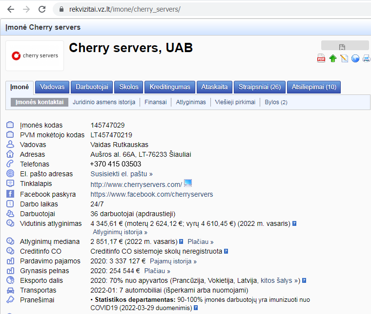 Ocean Trade UAB Cherry Servers