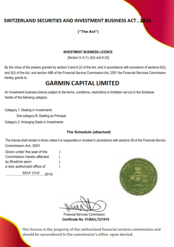 Garmin Capital proverka licenzij